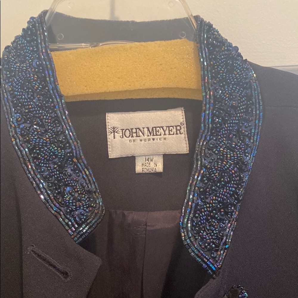 Navy suit wirh beading sequin embellishments. Skirt & Jacket set